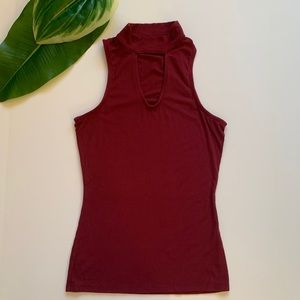 Hollister Maroon Ribbed Cut-Out Tank